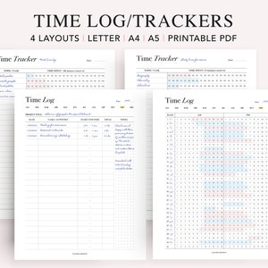 Time Tracker Printable: Time Blocking Template, A5 A4 Letter (PDF)