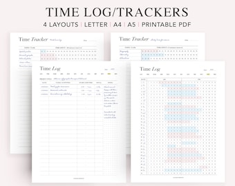 Time Tracker Printable, Time Log, Time Blocking Template, Time Management, Activity Tracker, Hourly Schedule, A5 Planner Inserts, PDF