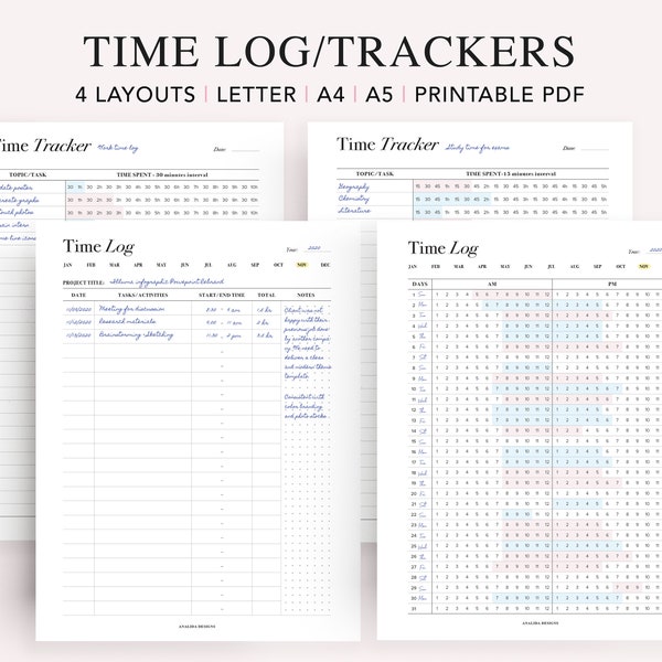 Time Tracker Printable, Time Log, Time Blocking Template, Time Management, Activity Tracker, Hourly Schedule, A5 Planner Inserts, PDF