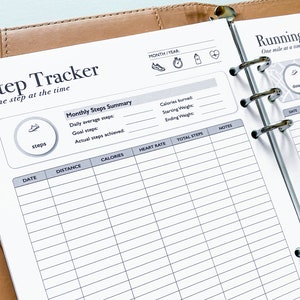 Walking Tracker Printable, Running Tracker, Step Tracker, Fitness Tracker, Walk Running Challenge, A5 Planner Inserts, PDF Instant Download image 6