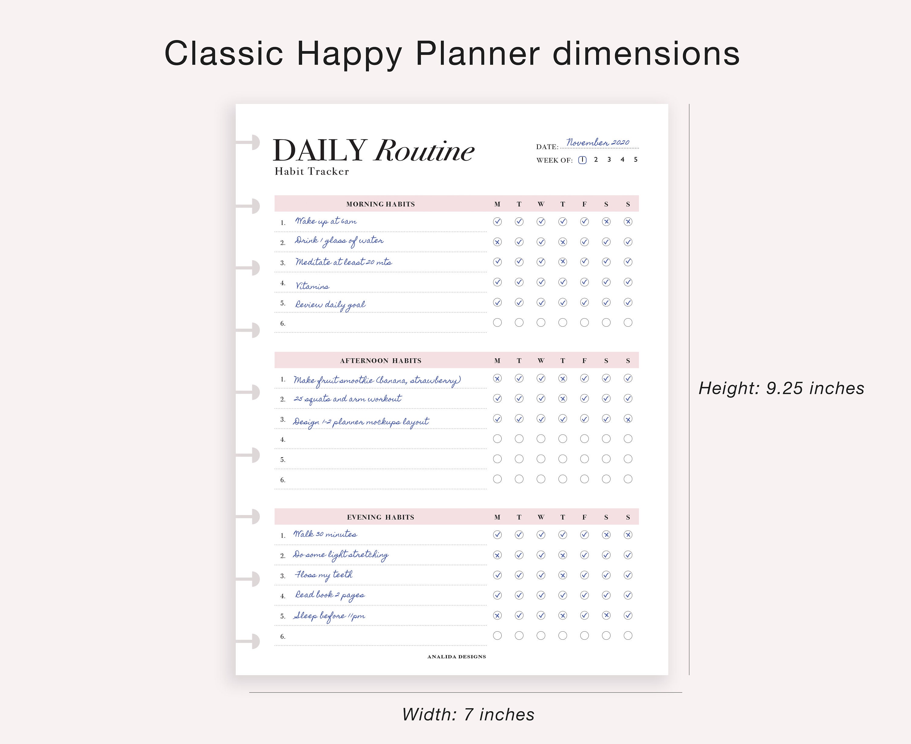 Handheld Routine Checklist Routine Checklist Printable: Daily Habit Tracker, HP Classic Insert ...