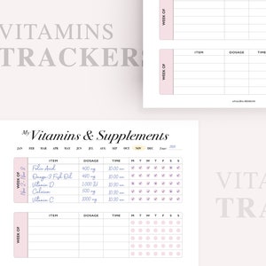 Medication Tracker, Vitamin Supplement Tracker, Health Log, Supplement Organizer, Medication Log, Vitamins Log, Health Tracker, Letter Size image 7