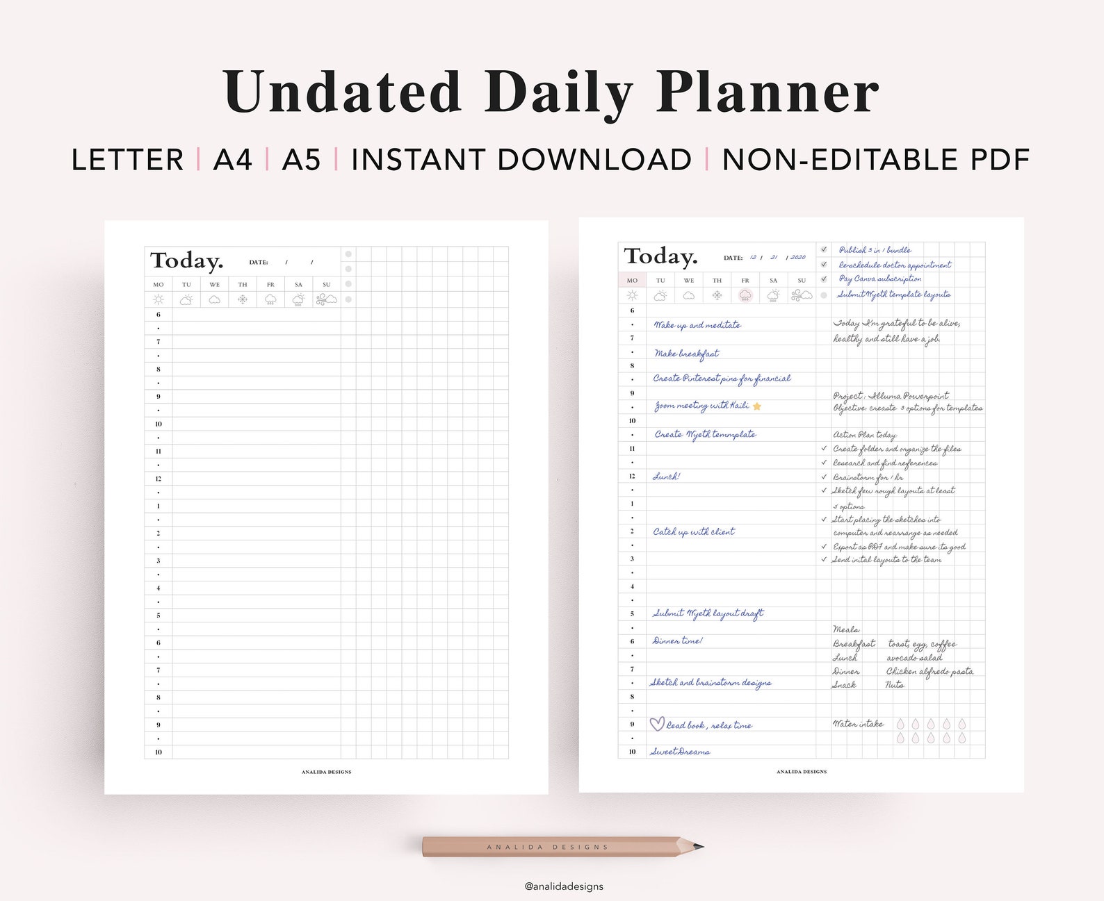 Hobonichi Daily Planner Printable, Daily Weekly Monthly Planner ...
