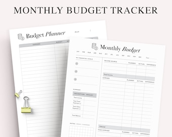 Monthly Budget Planner Printable: Savings & Expense Tracker (A5, A4, Letter PDF)