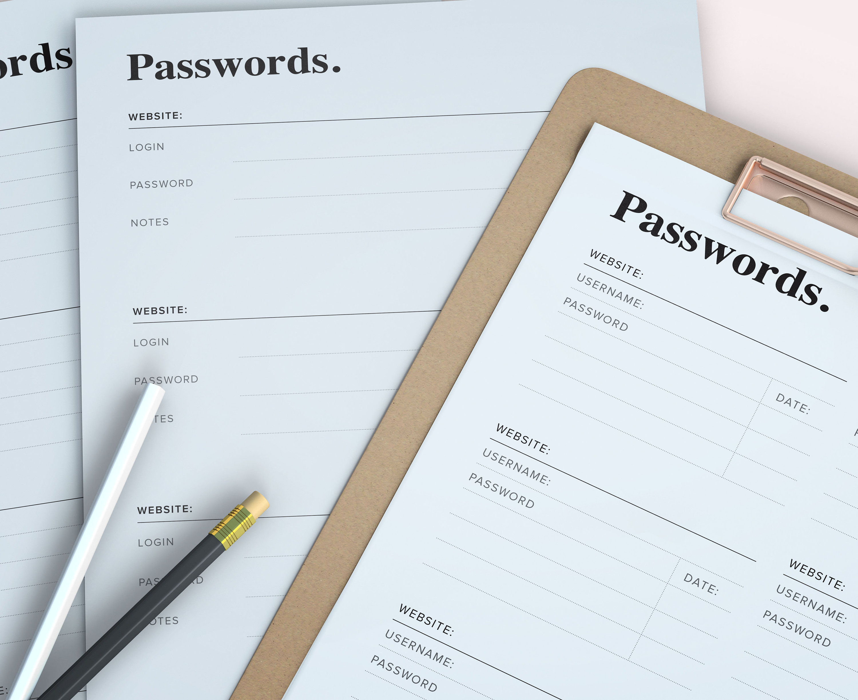 POCKET Password Tracker Insert Printable Password Template - Etsy