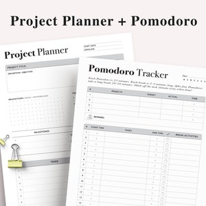 Daily Pomodoro Planner Printable, Project Planner, Productivity Planner, Business Planner, Day Planner, PDF Instant Download, A5