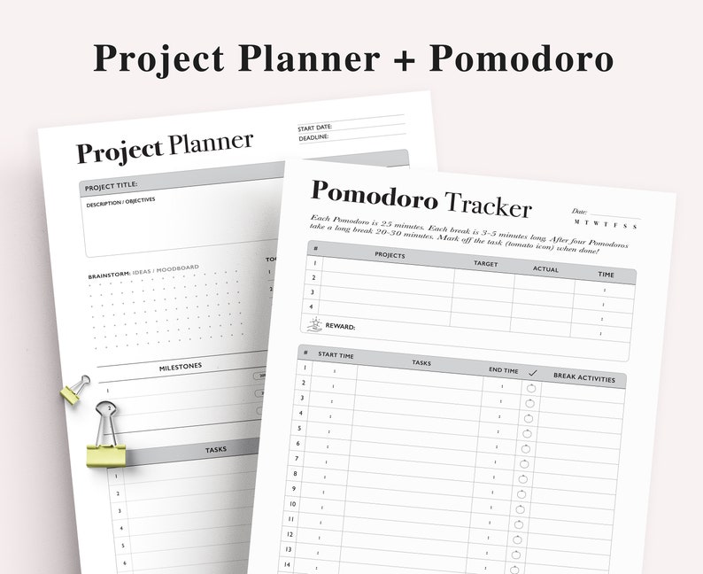 Daily Pomodoro Planner Printable, Project Planner, Productivity Planner, Business Planner, Day Planner, PDF Instant Download, A5 image 1