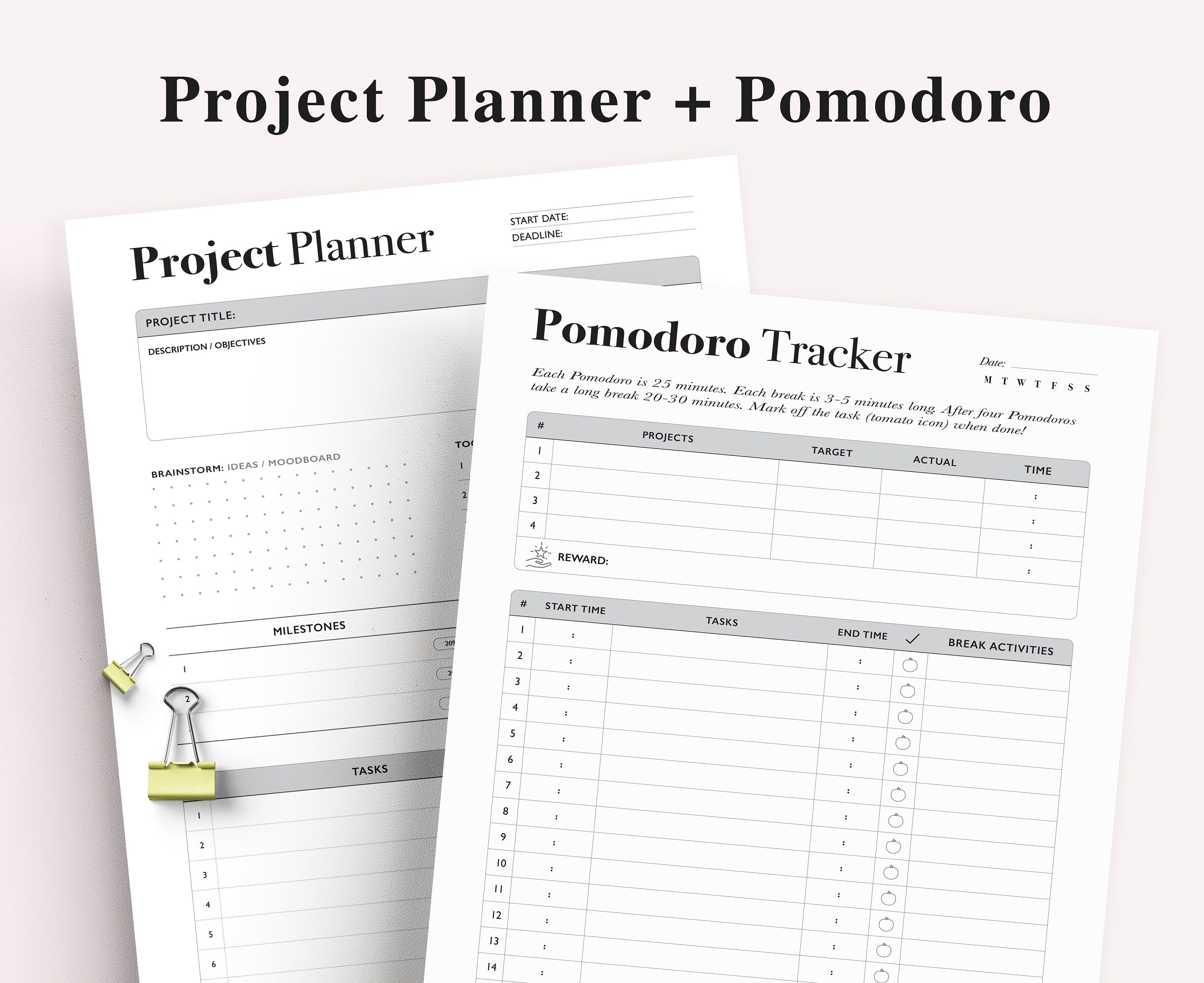 daily-pomodoro-planner-printable-project-planner-etsy-uk