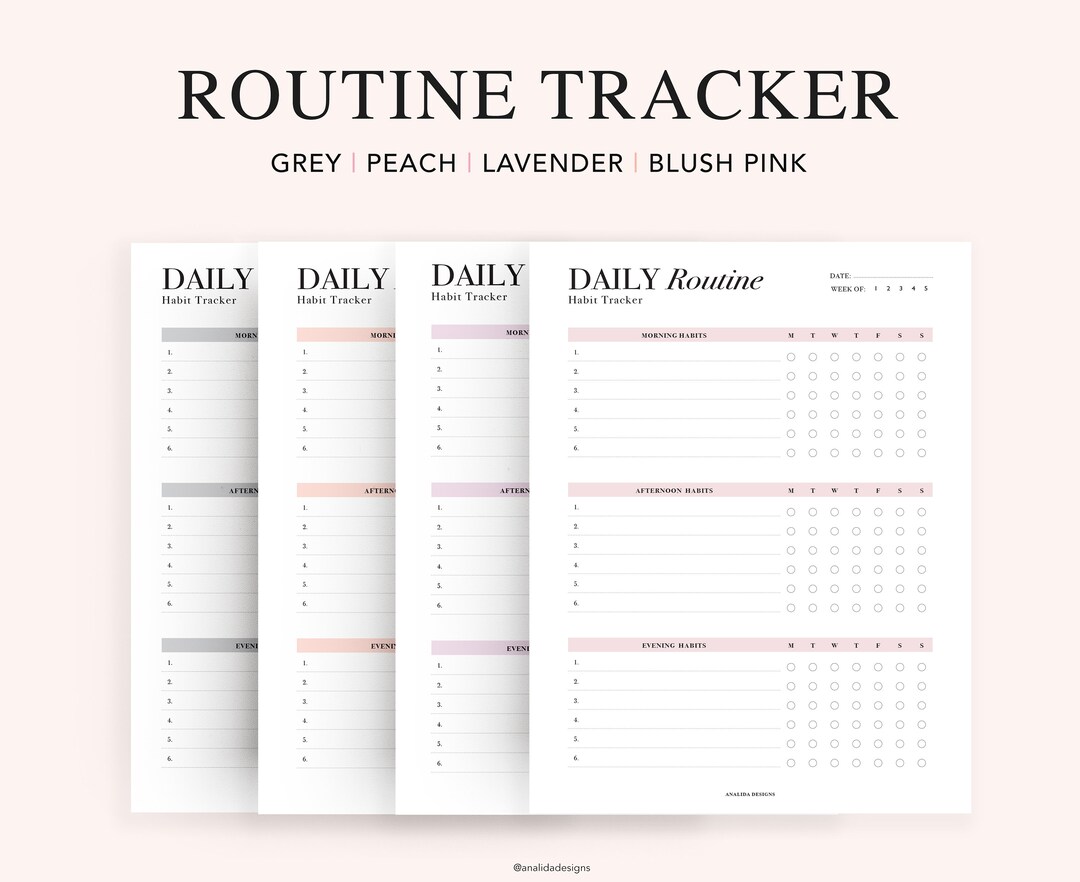 Weekly Habit Tracker Printable: Daily Routine Planner (US Letter, A4 ...