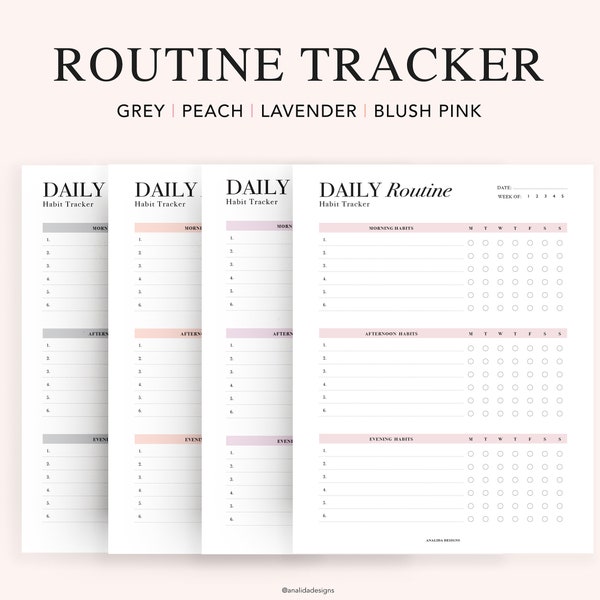 Habit Tracker Printable, Weekly Habit Tracker, Daily Planning, Routine Planner, Routine Checklist, includes US Letter, A4 & A5 Inserts