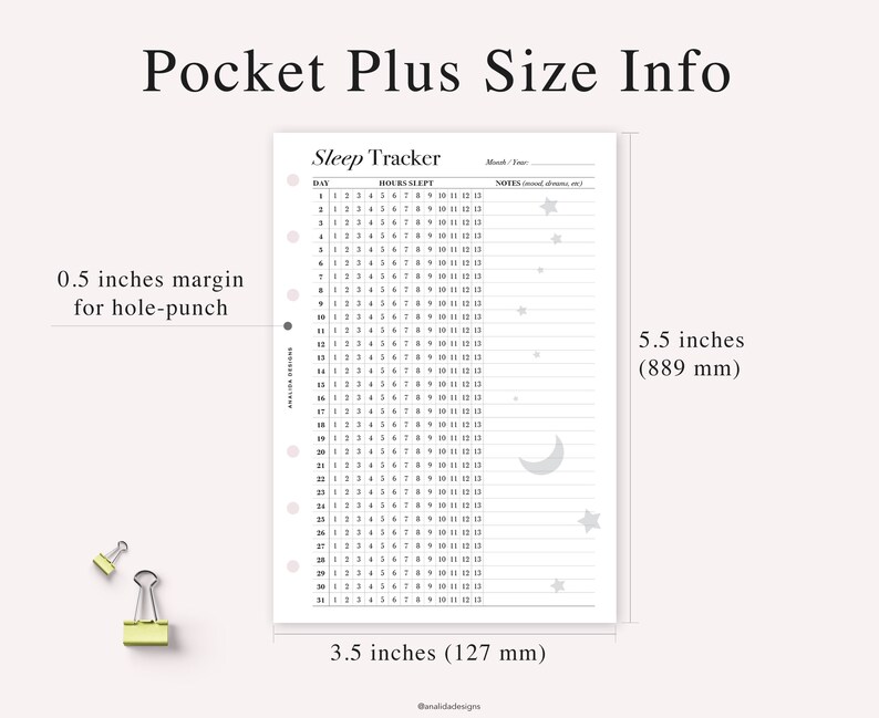 POCKET PLUS Size Sleep Tracker Printable Monthly Sleep Log Etsy