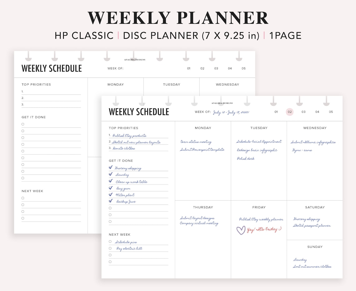 Undated Weekly Happy Planner Printable Weekly Schedule - Etsy