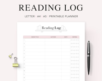 Reading Tracker Printable, Reading Log, Reading Journal, Book Tracker, Books to Read, A5 planner Insert, Instant Download, Printable Tracker