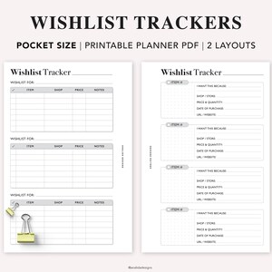 POCKET - Wunschliste druckbar, Weihnachtswunschliste, Urlaubswunschliste Vorlage, Geburtstagswunschliste, Einkaufsliste, PDF Download