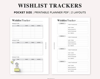 Pocket Wish List Printable: Filofax Pocket Refill (PDF Download)