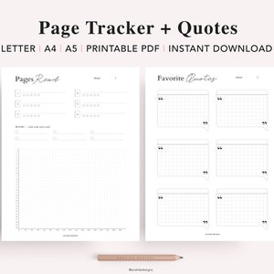 Reading Tracker Printable, Reading Log, Reading Journal, Bookshelf Insert, Book Lovers Planner Bundle, A5 Planner Inserts, PDF Download image 5