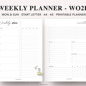 Minimalist Weekly Planner Printable: Habit Tracker, A4 A5 Letter (PDF)
