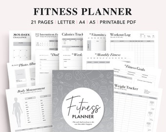 Fitness Planner Printable: Workout, Meal & Calorie Tracker (PDF Instant Download)