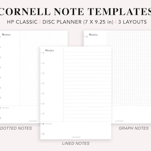 Cornell Notes Printable Pack, Happy Planner Insert, Cornell Notes Method, Student Note Template, Lecture Notes, Dot Grid Lined, HP Classic