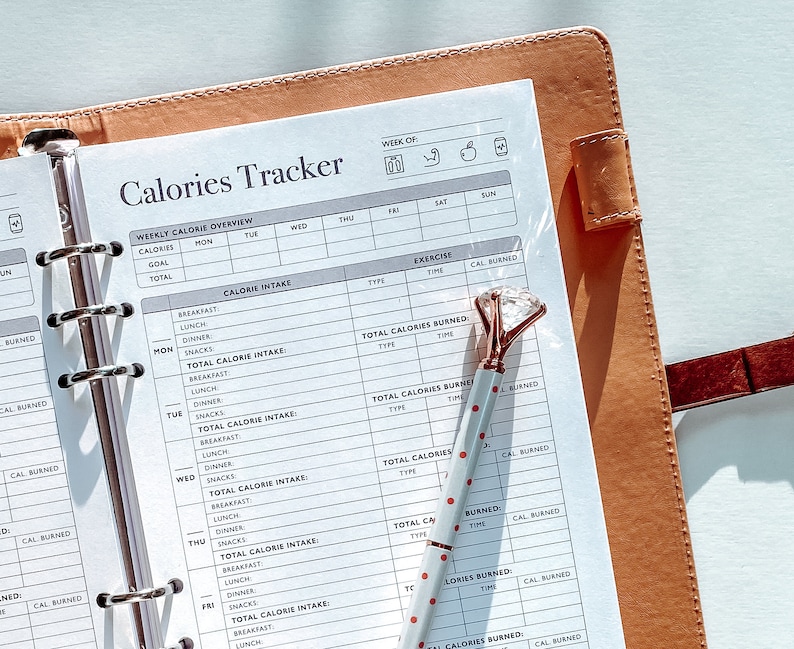 Calorie Tracker, Printable Calories Journal, Daily Weekly Calorie Counter, Diet Planner, Diet Plan, A5 Planner Inserts, PDF Instant Download image 3