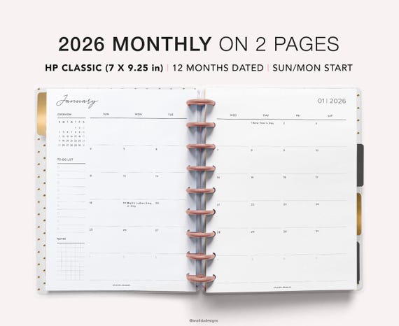 2026 Monthly Planner Printable: Happy Planner Classic Inserts (PDF Download)