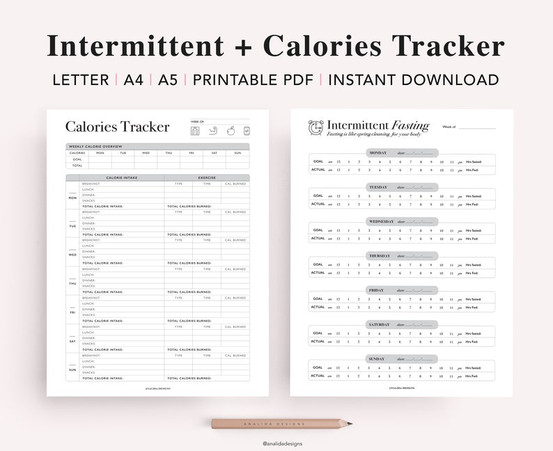 Fitness Journal Printable, Workout Log, Weight Loss Journal, Meal Planner, Calorie & Walking tracker, Health Planner, PDF Instant Download image 8