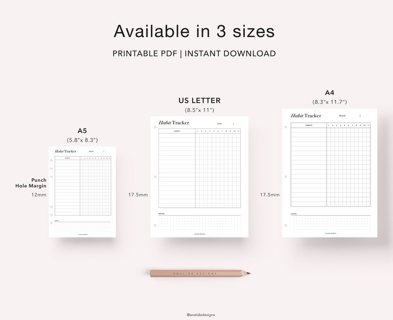 Habit Tracker, Monthly Habit Tracker Printable, 30 Days Habits Tracker, Habit Planner, Routine Checklist, A5 Planner Insert image 8