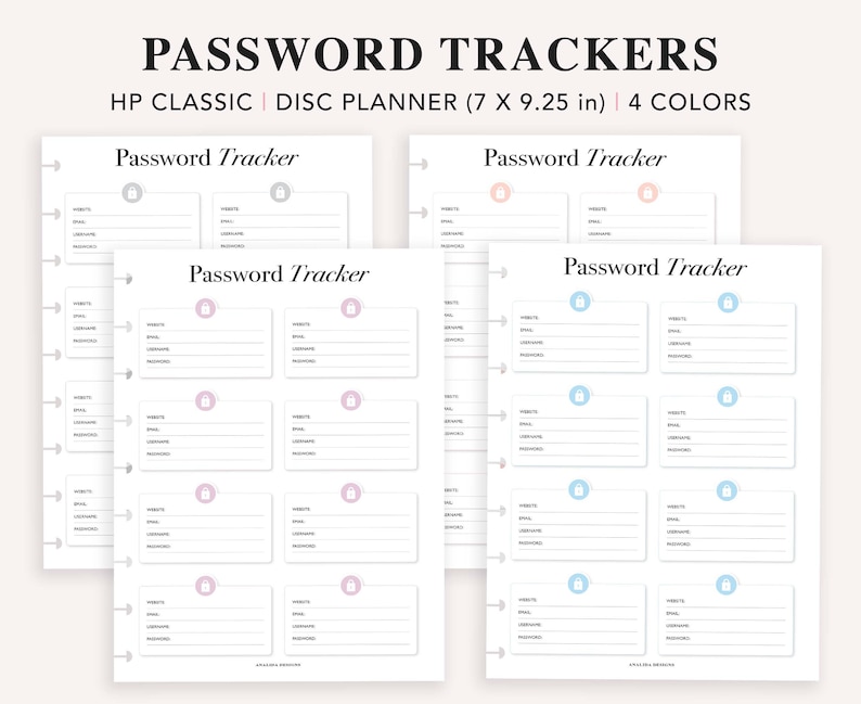 Password Tracker Printable: Happy Planner Classic Inserts (PDF) - Etsy