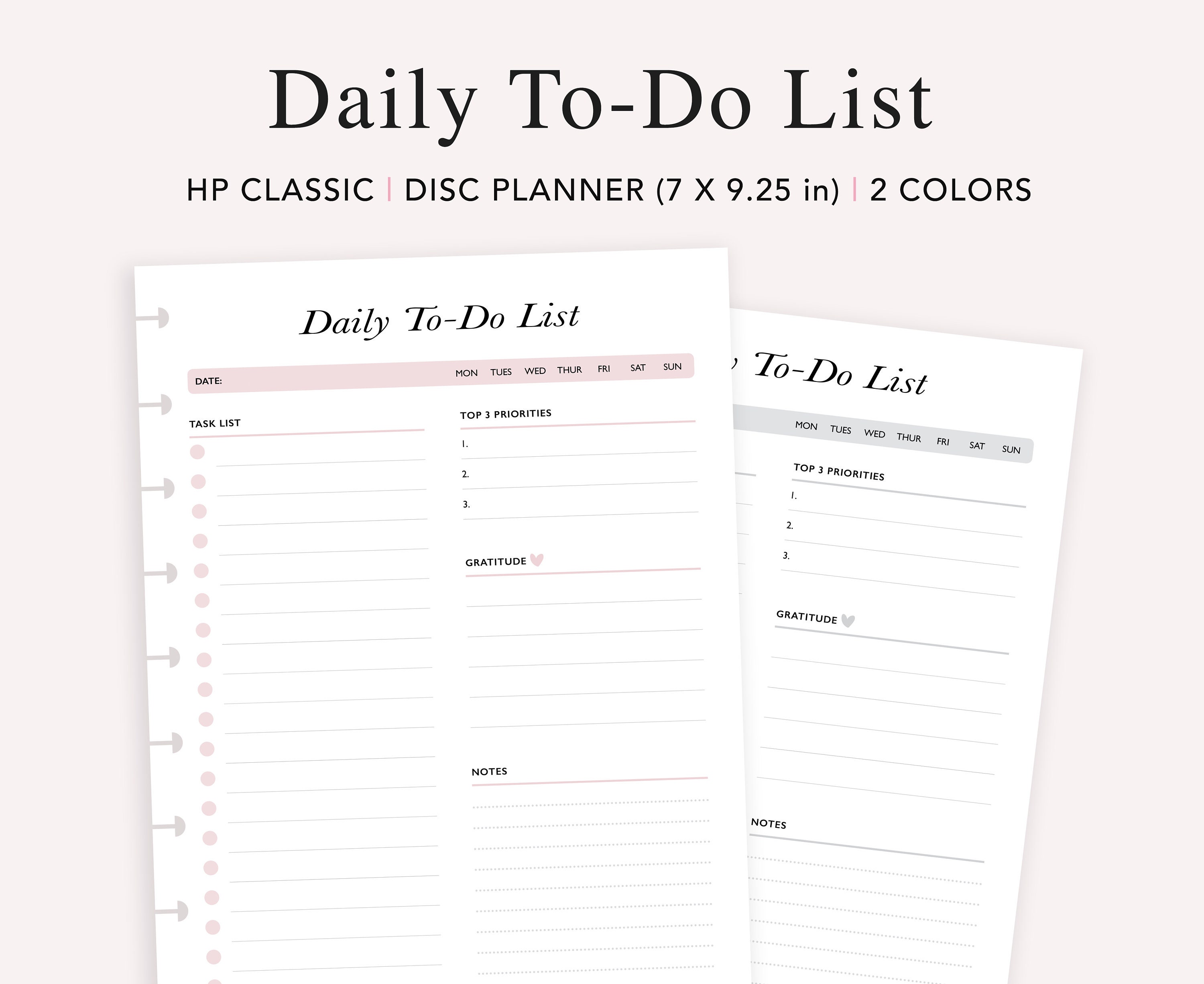 Daily To Do List Printable, Happy Planner Insert, To-Do List Notepad, Weekly Task List, Daily Checklist, Undated Planner, HP Classic Refill