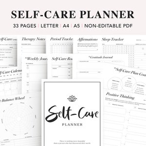 Self Care Planner Printable, Gratitude Planner, Affirmation Journal, Wellness Planner, Anxiety Mental Health Journal, A5 Planner Inserts