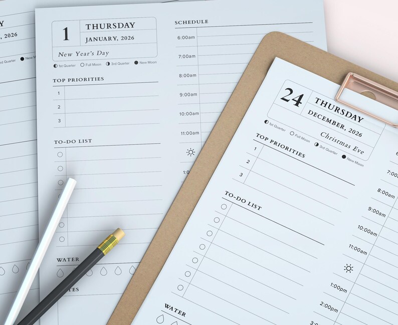 2026 Daily Planner Printable: Time Blocking, A4/A5/Letter (PDF) image 2