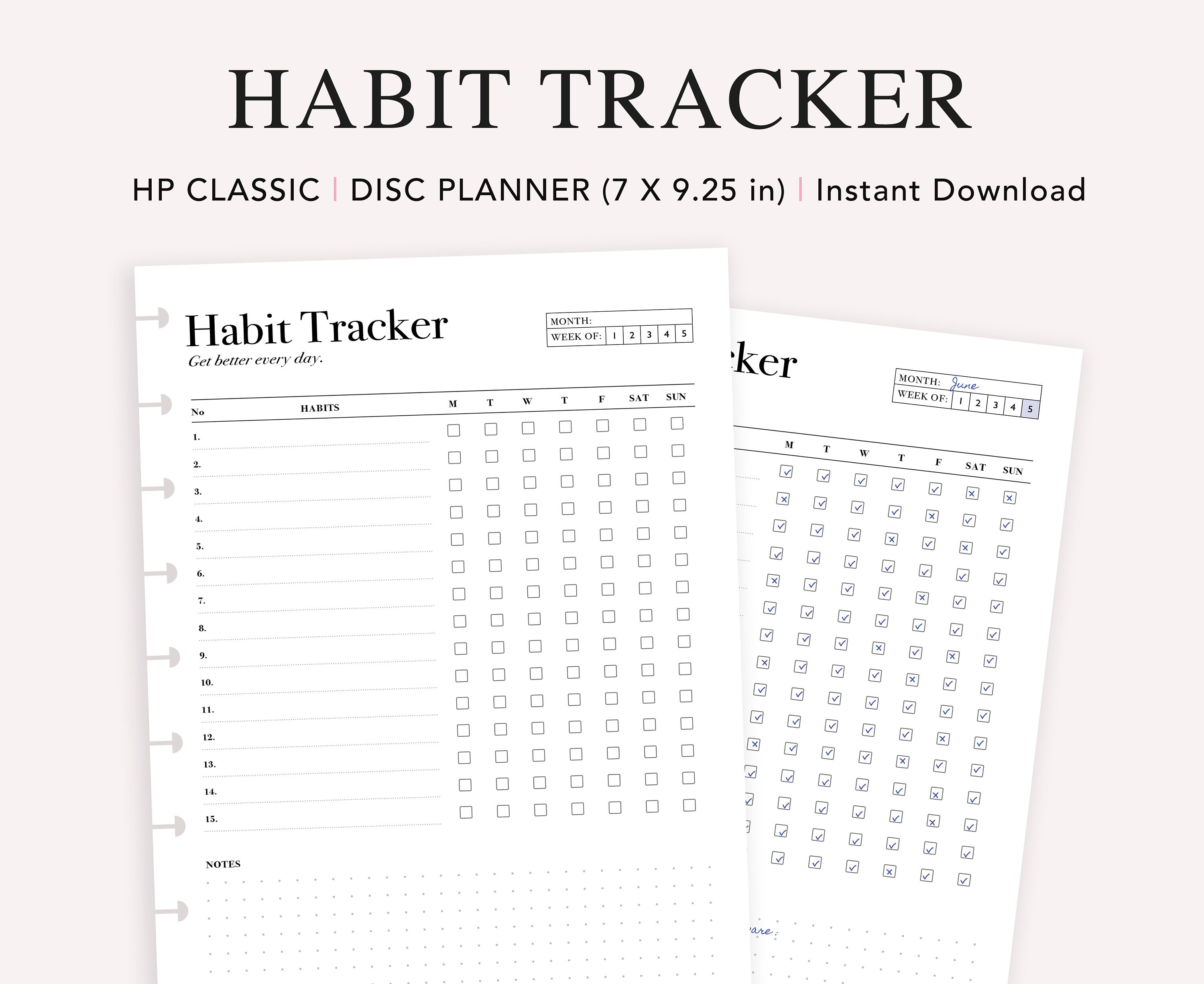 Weekly Habit Tracker Printable: Happy Planner Classic Insert (PDF ...