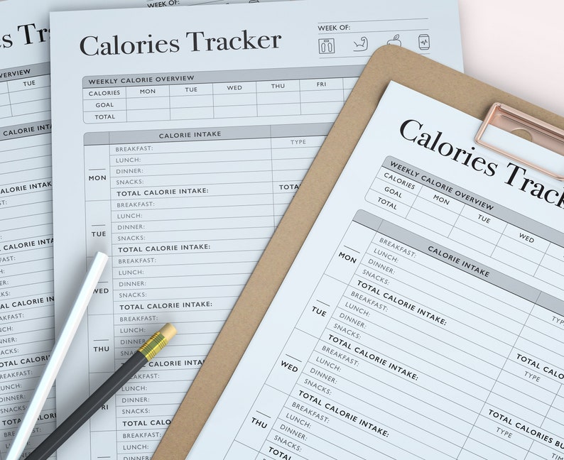 Calorie Tracker Printable Calories Journal Daily Weekly Etsy Australia