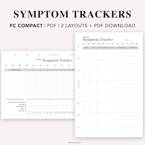Franklin Covey compacte symptoomtracker, afdrukbare medische planner, pijntracker, symptomendagboek, symptomenlijst chronische ziekten, FC Compact