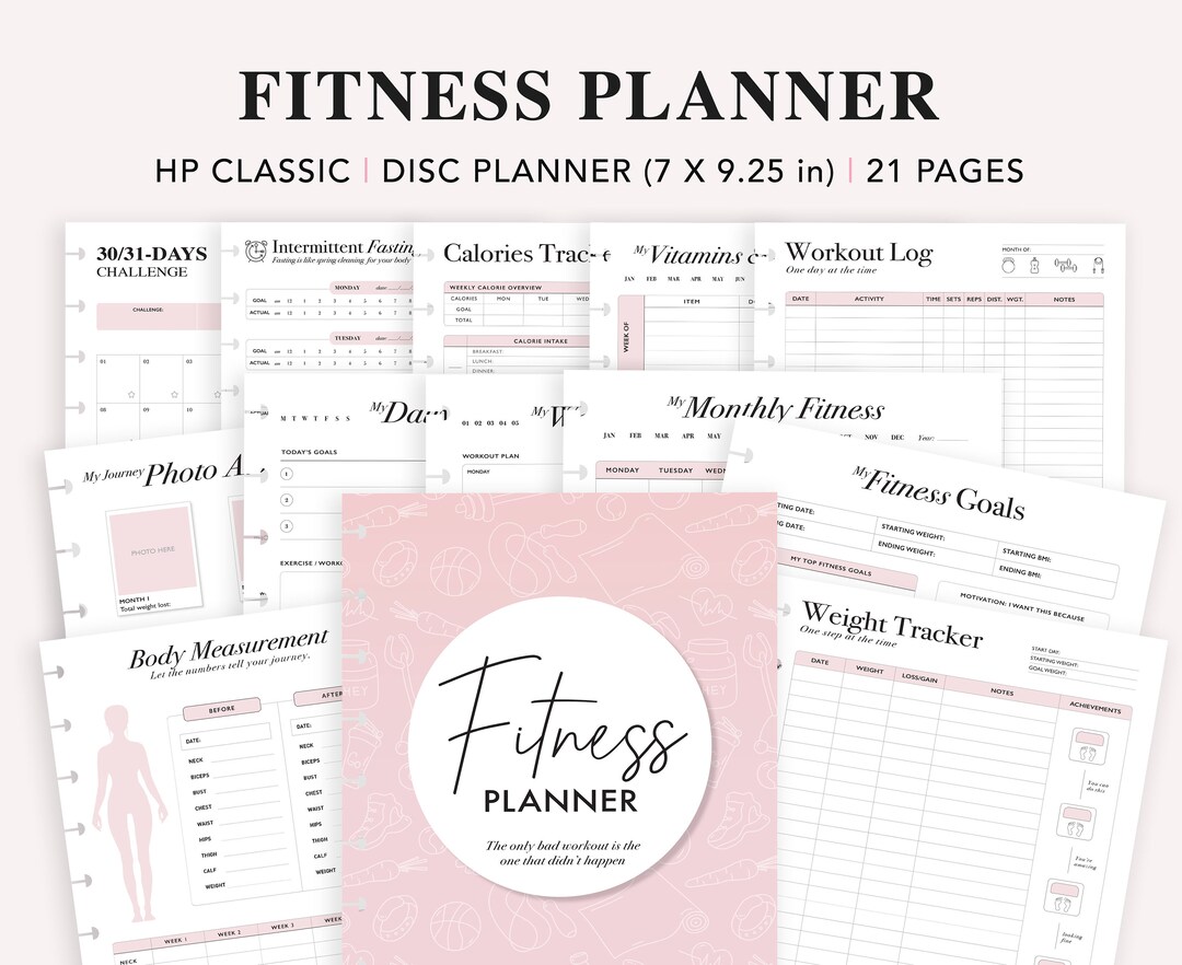 Fitness Planner Printable, Happy Planner Classic Insert, Weight Loss