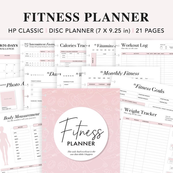 Fitness Planner Printable, Happy Planner Classic Insert, Weight Loss Tracker, Workout Planner, Goal Planner, Food Journal, Meal Planner