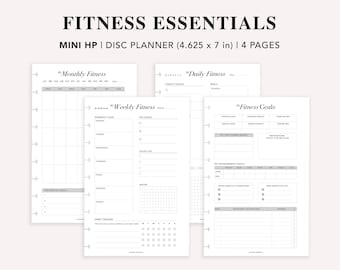 Mini HP Printable Fitness Planner, Daily Fitness Tracker, Weekly Fitness Goal Planner, Fitness Journal, Meal Plan, Mini Discbound