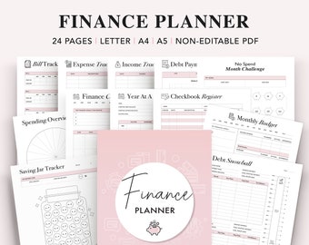 Financial Planner Bundle Printable, Savings Tracker, Monthly Budget Planner, Debt Payoff Tracker, Digital Finance Planner, A5 Planner Insert