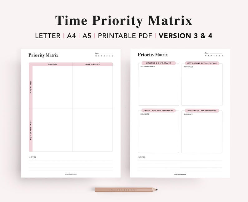 Eisenhower Matrix Printable: Priority To-do List (A4 A5 Letter PDF) - Etsy