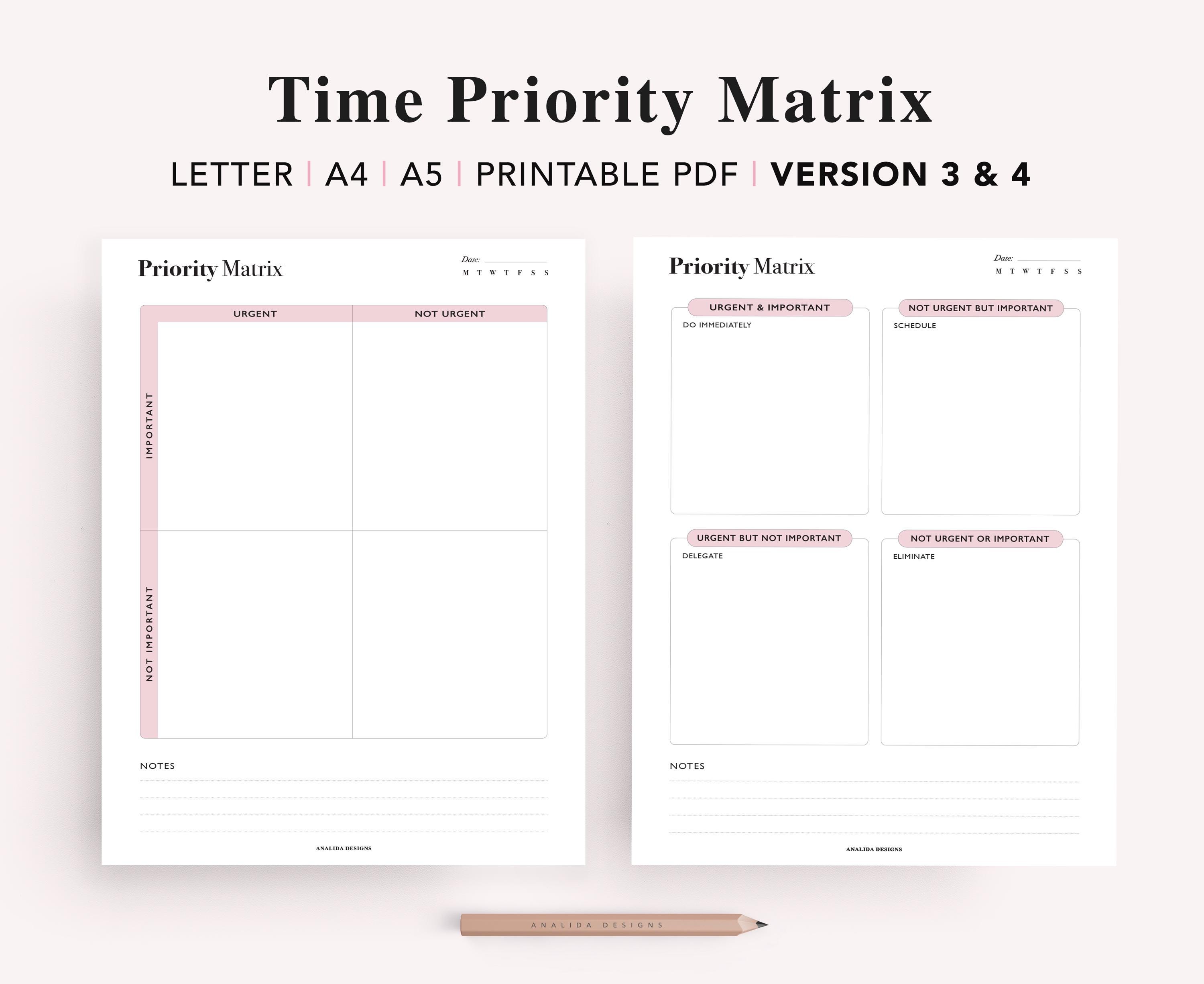 Eisenhower Matrix Printable: Priority To-do List (A4 A5 Letter PDF) - Etsy