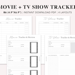 B6 Movie & TV Show Tracker Printable: Minimalist Review Log (PDF)