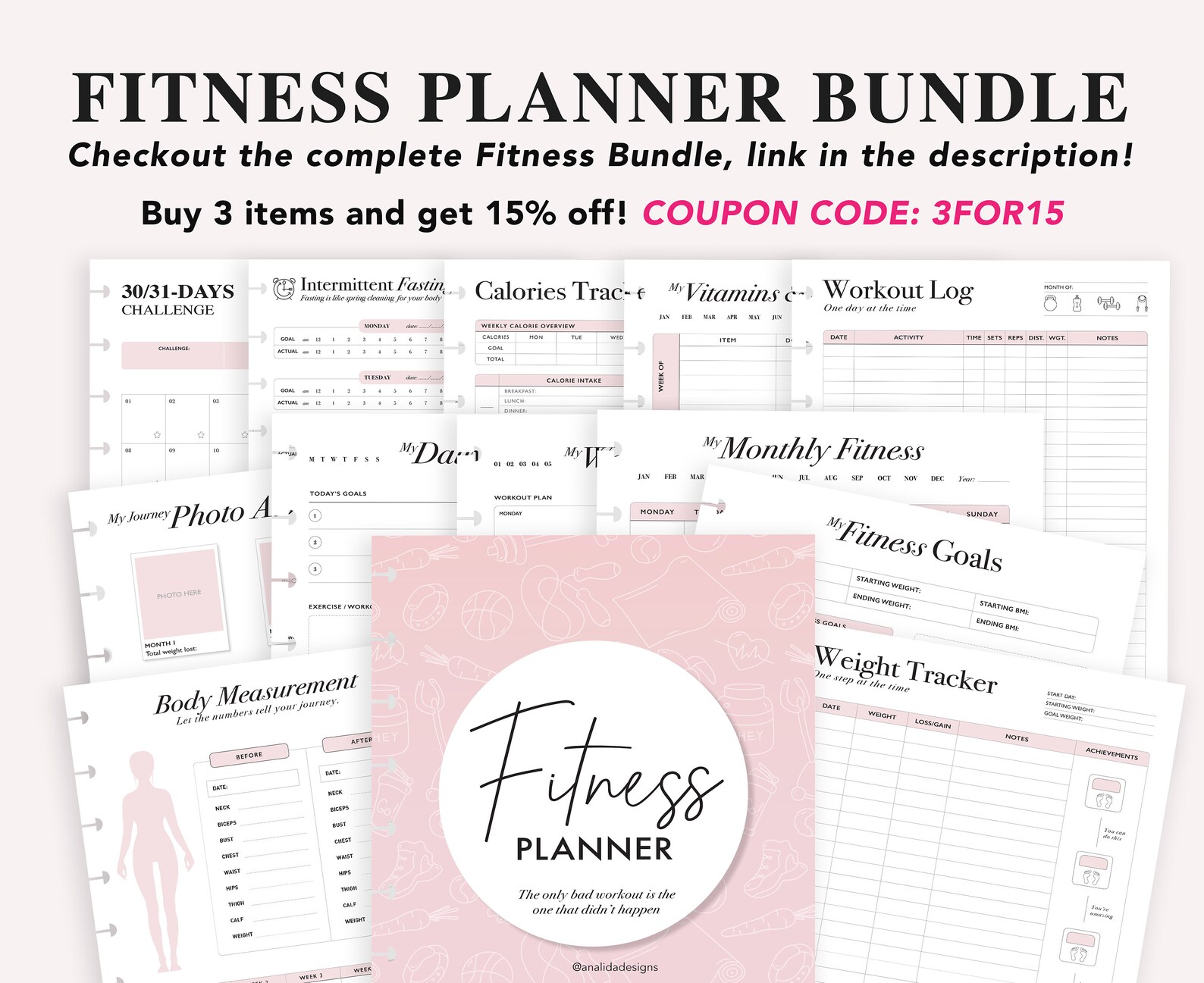 Fitness Planner Printable Happy Planner Insert Daily Fitness - Etsy