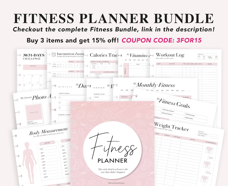 Fitness Planner Printable Happy Planner Insert Daily Fitness - Etsy