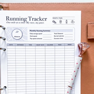 Walking Tracker Printable, Running Tracker, Step Tracker, Fitness Tracker, Walk Running Challenge, A5 Planner Inserts, PDF Instant Download image 5