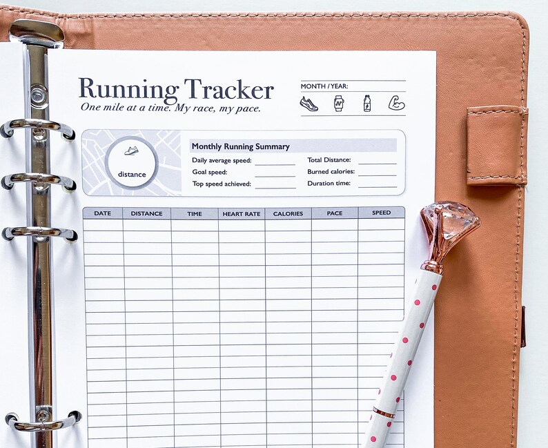 Walking Tracker Printable, Running Tracker, Step Tracker, Fitness Tracker, Walk Running Challenge, A5 Planner Inserts, PDF Instant Download image 5