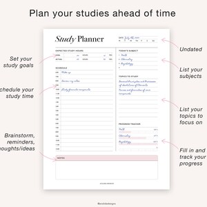 Study Planner Printable, Grade Tracker, Study Organizer, College ...