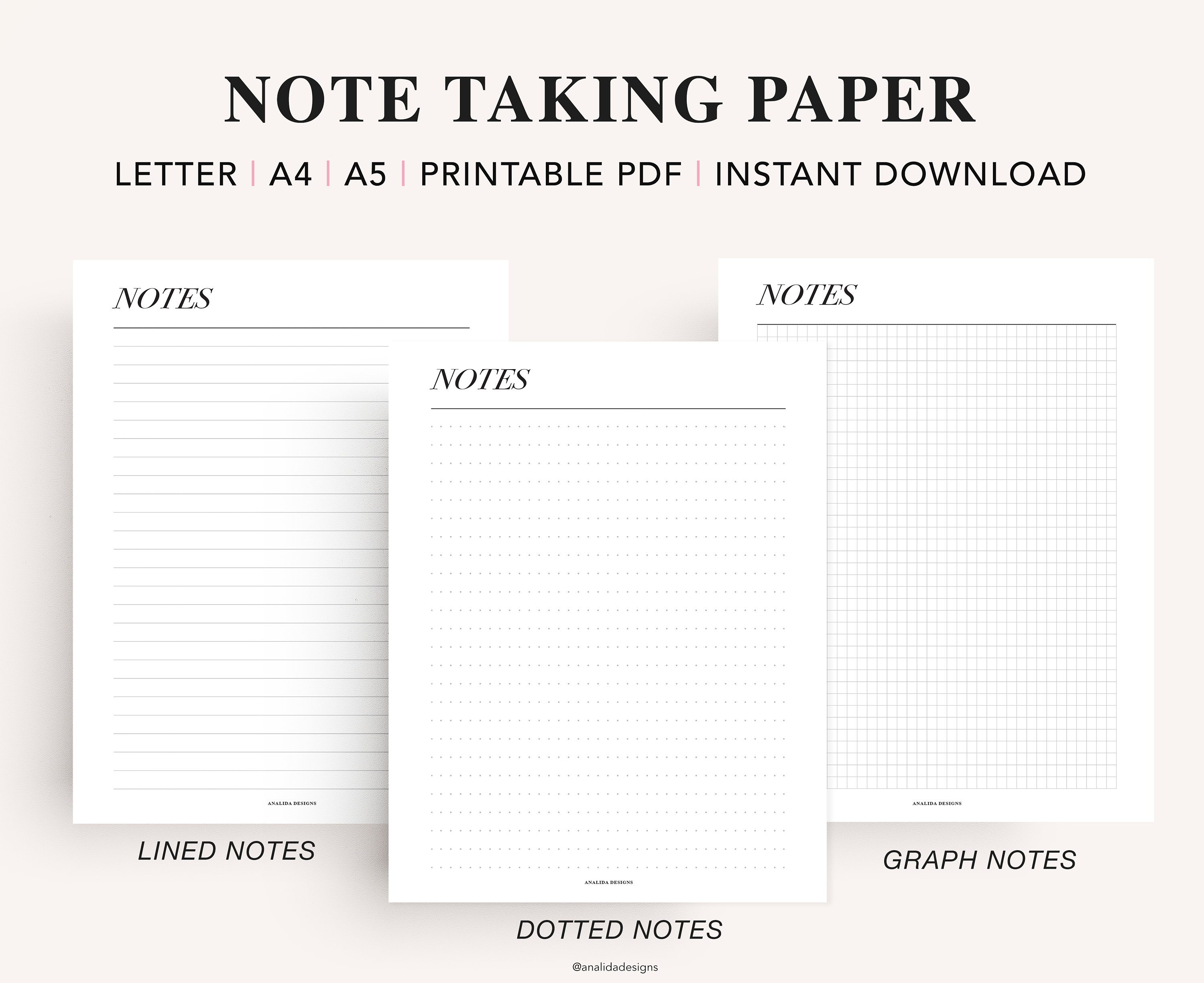 Note Paper Doted Grid Lined Square Printable Writing Paper Etsy