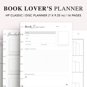 Tracker di lettura stampabile, inserto pianificatore felice, diario di lettura, registro di lettura, pacchetto pianificatore per amanti dei libri, recensione del libro, HP Classic PDF
