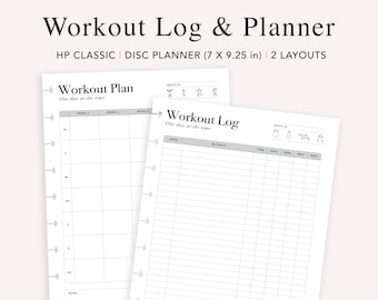 Workout Planner Printable, Happy Planner Insert, Workout Log Template, Fitness Tracker Journal, Exercise Calendar, HP Classic Refill, PDF