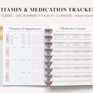 Happy Planner-bijsluiter medicatie en vitaminetracker (pdf)